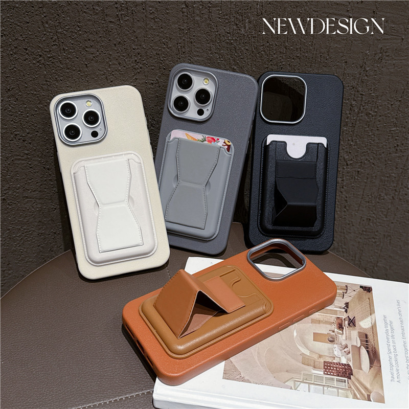 Suitable for iPhone 17 Phone Case, Plain Leather Card Holder Stand, New Model for Apple 14, 16, 15 Pro Max Card Slot Protective Cover Suitable for iPhone 17 Phone Case, Plain Leather Card Holder Stand, New Model for Apple 14, 16, 15 Pro Max Card Slot Protective Cover