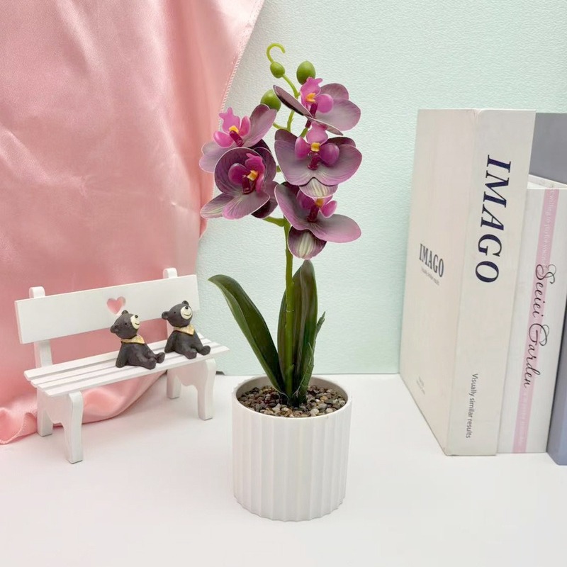 クロスボーダーのシミュレーション胡蝶蘭盆栽花付きデスクトップ装飾プラスチック造花盆栽撮影植木鉢置物花頭|undefined