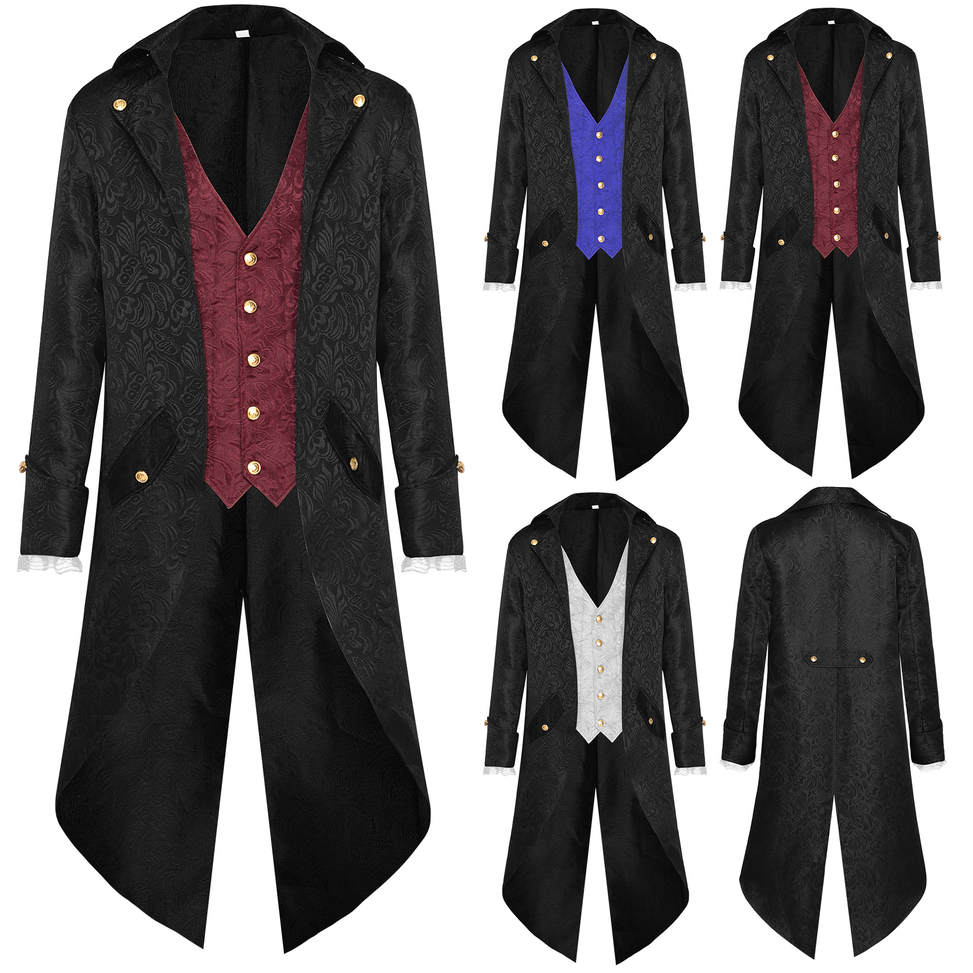 2024WISH New European & American Men's Wear: Mid-Century Retro Clothing – Men's Mid-Length Punk-Style Vintage Tailcoat