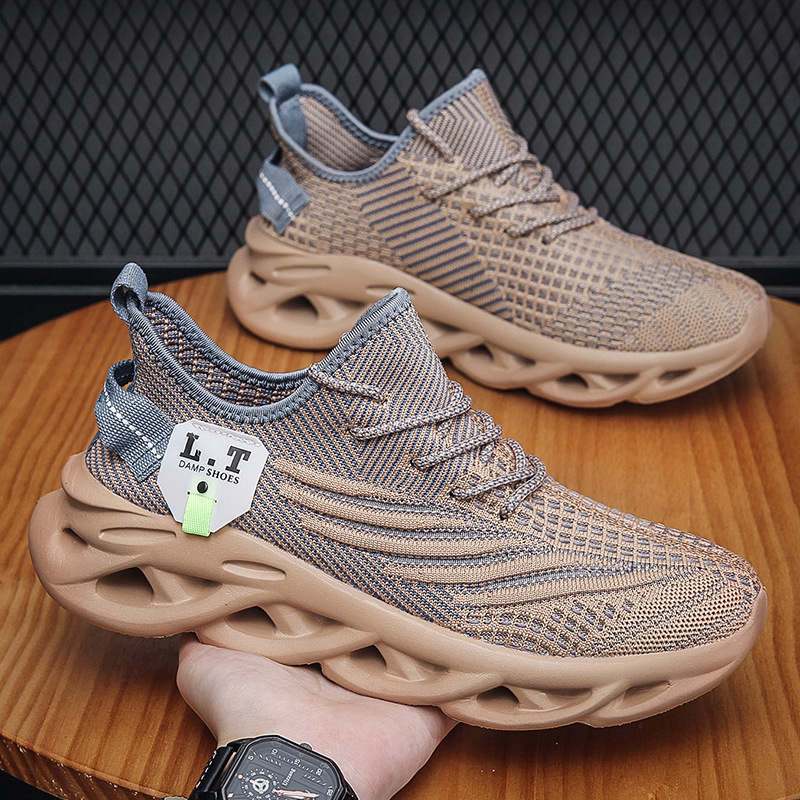 Transfronterizo más el tamaño de los zapatos de los hombres deportes ligero estudiante volando zapatos de malla tejida moda casual coreano moda otoño zapatos para correr