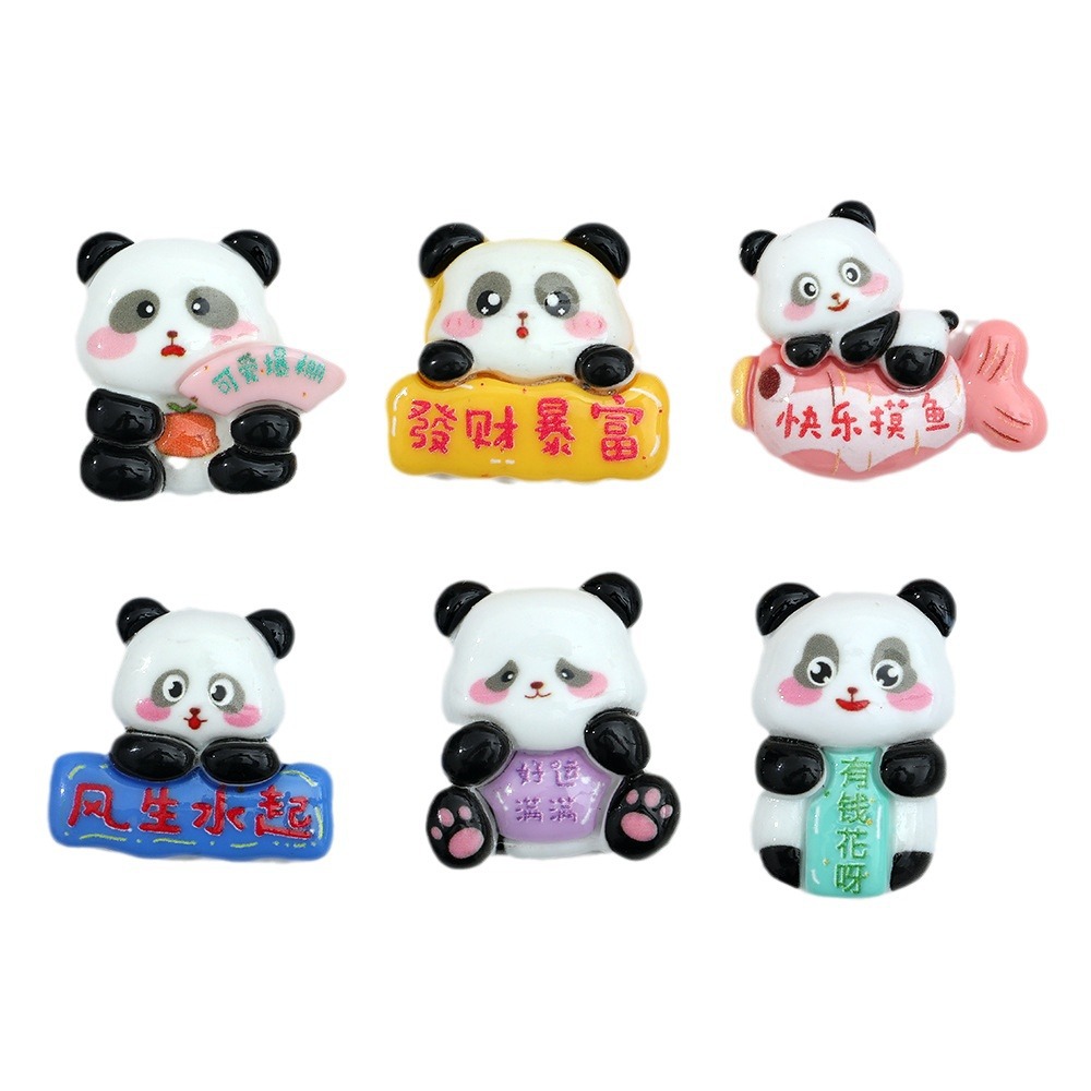 Estilo de dibujos animados Panda marca resina accesorios DIY nuevo brillante teléfono móvil Shell llavero accesorios para el cabello parche
