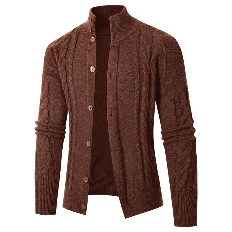 Herren Neue Stehkragen Strickjacke Mode Lässig Einfachen Pullover Mantel_voghion.com