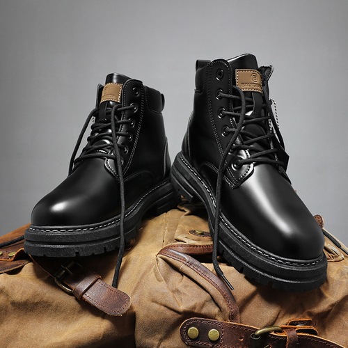  New Autumn Tall Martin Boots for Men, Yellow Desert Work Boots, British Style Leather Boots for Outdoors, Waterproof Men's Boots