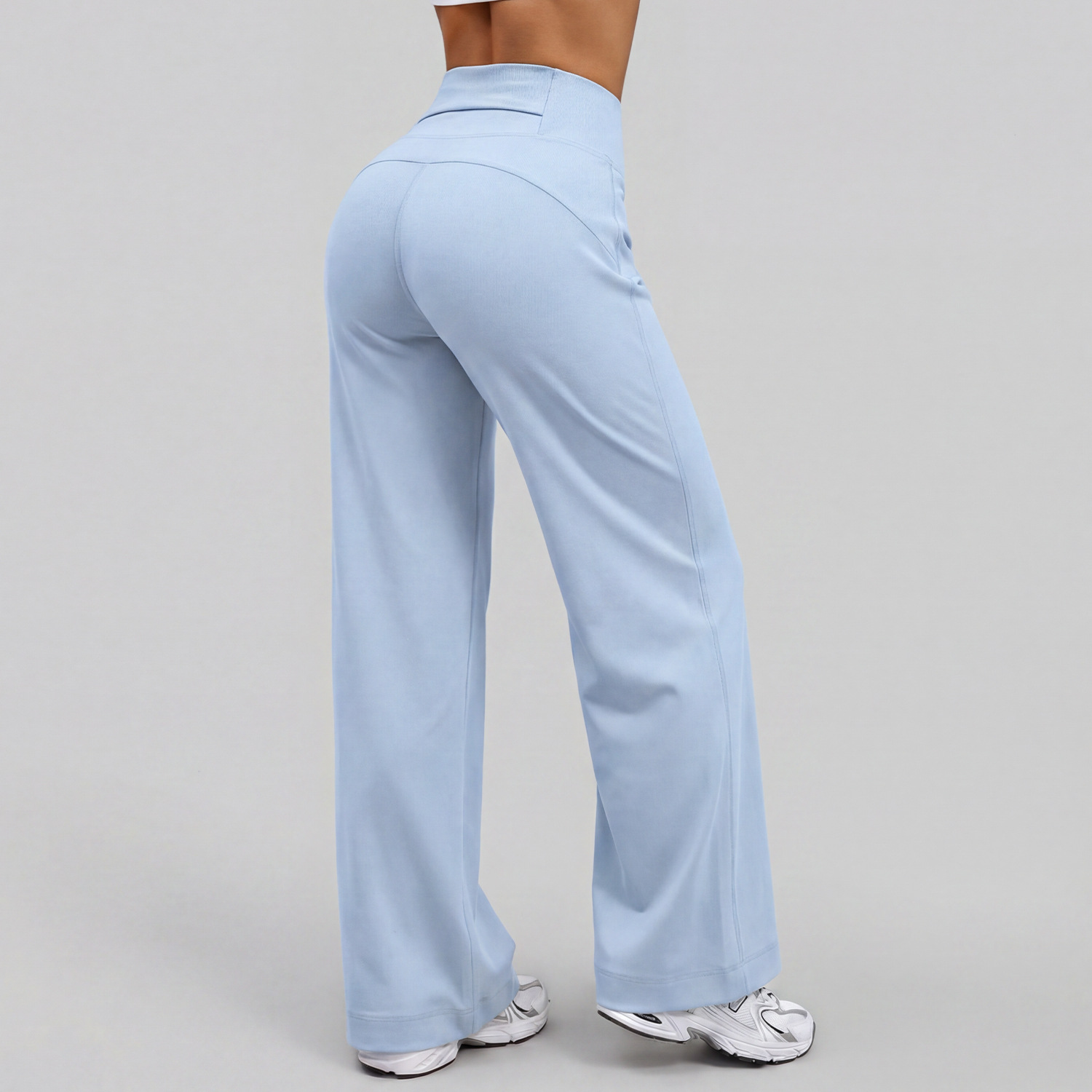 Juyi Tang mel桃 bolsillo de cintura trasero relajado tubo recto pantalones de yoga de cintura alta delgaseante