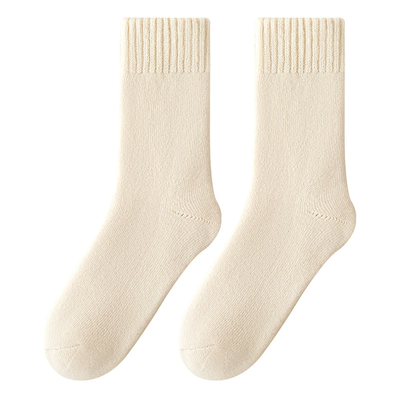 Women’s mid‑tube winter wool socks, solid colors, warm (mid‑calf)