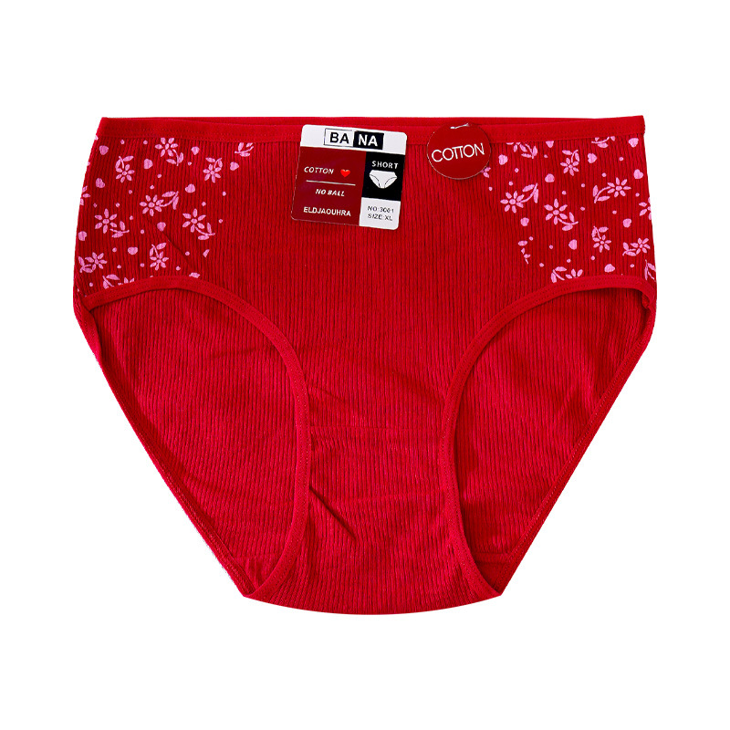 Calzoncillos de mujer de gran tamaño estampados en hilo pantalones de mamá pantalones de madre de algodón pantalones de madre comercio mayorista de calzoncillos de mujer transfronterizos