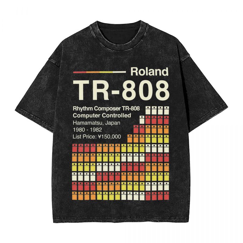 Tr-808 Horizontal Roland Washed t Shirt Streetwear Hip Hop V