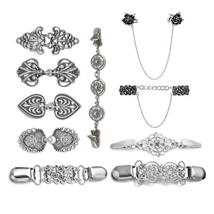 Amazon 10-piece set vintage cardigan clip floral pattern sweater chain to buckle shawl clip set sweater clip