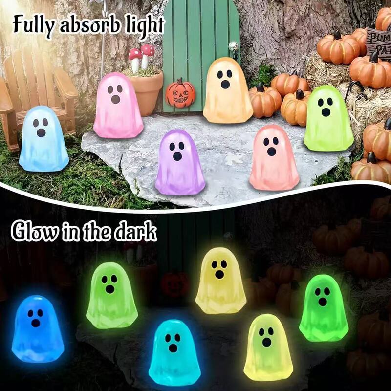 Cross-border creative glow-in-the-dark little ghost cute figurines DIY decoration hanging accessories mini micro-landscape Halloween ornaments