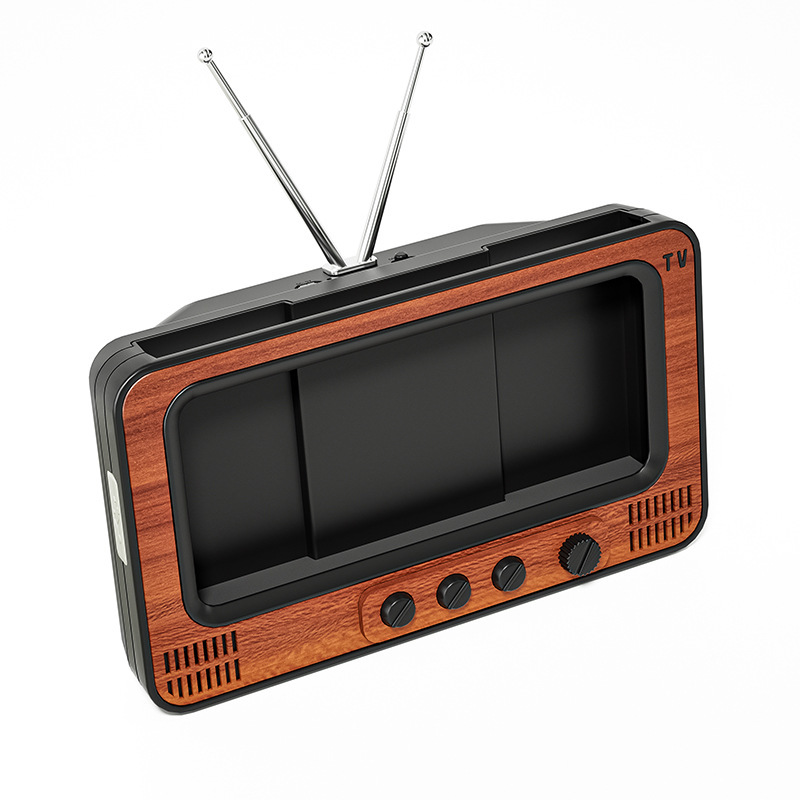 創意的なレトロなデスクトップの携帯電話のスクリーンのアンプは劇のテレビの形を追ってbluetoothの音響の携帯電話のスタンドを持ちます。|undefined