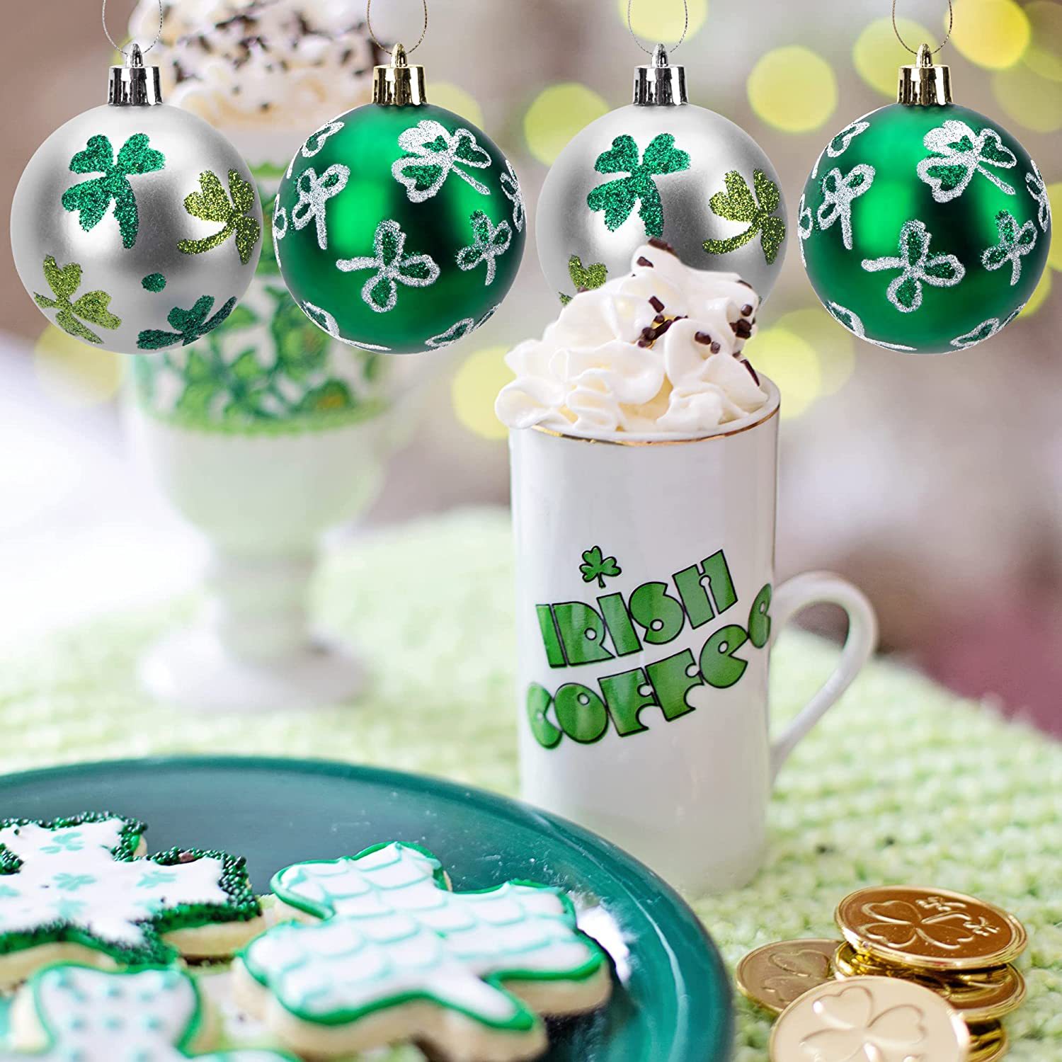 Nuevo Día de San Patricio Irlandés decoraciones del festival Trébol sombrero paja Bola Navidad decoración partido pequeño colgante