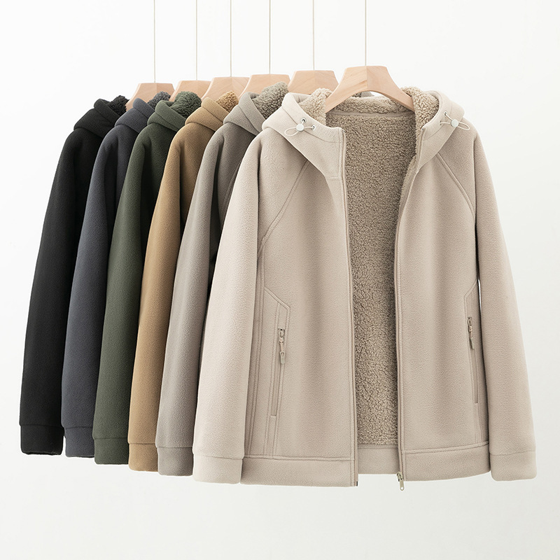 700g Double-Sided Polar Fleece! Anti-20 Degree Jacket Men's Velvet Thickeneded Cashmere Sweatshirt Loose Hooded Cardigan 700g Double-Sided Polar Fleece! Anti-20 Degree Jacket Men's Velvet Thickeneded Cashmere Sweatshirt Loose Hooded Cardigan