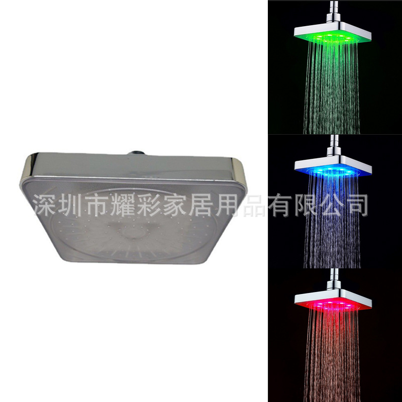 Cross-Border E-Commerce Specializes in Led Top Spray Temperature Sensing/Colorful Light Changing 6inch Large Shower Nozzles 8020-B1