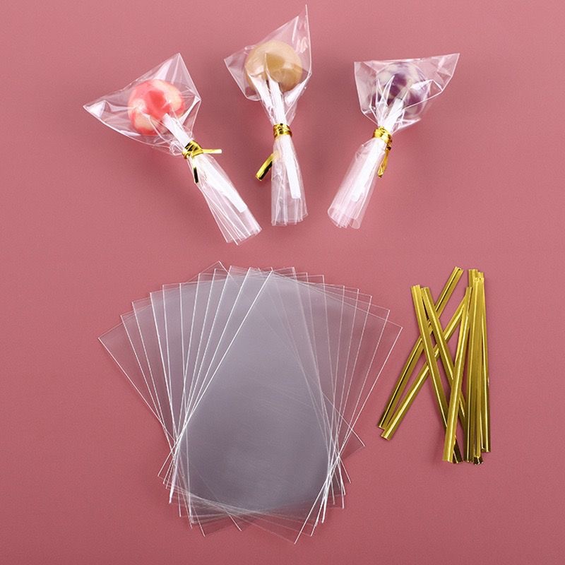 Bolsa de embalaje Lollipop de tres piezas de papel, bolsas de filamento, pasteles, barras de queso ecológicas, dulces, barras pequeñas, grado alimenticio