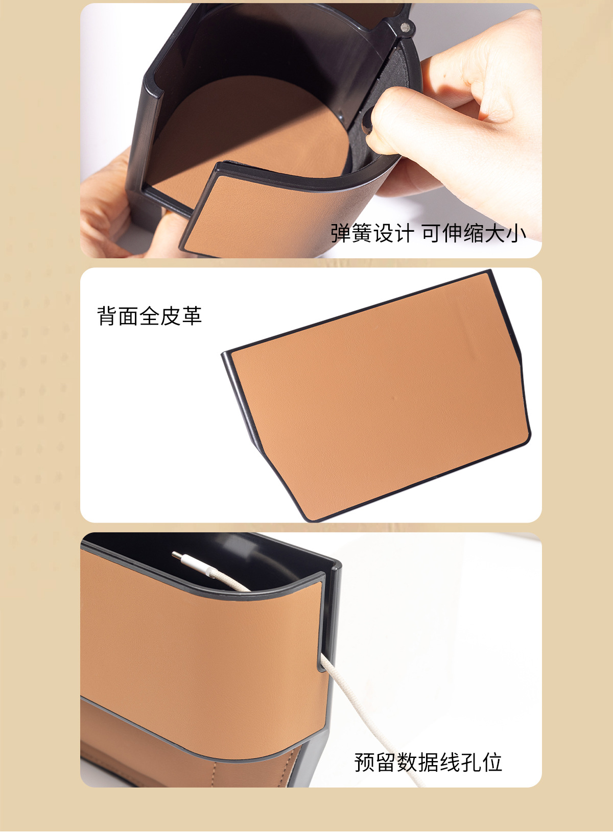 Car seat gap storage box with spring rack, multifunctional car cup holder, large-capacity in-car storage box, new model