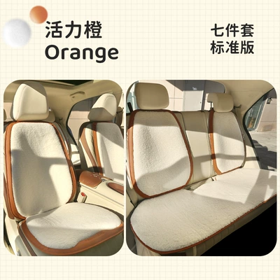 Car Warm Plush Full Car | Wool pad - vibrant-orange-ljj-leather-and-fur-7-piece-set