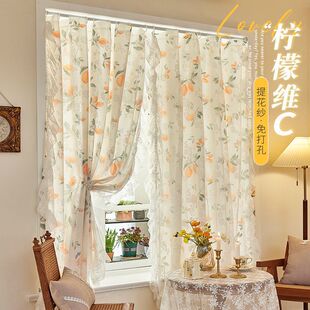 Lace Curtain Double Lace French Rococo Pastoral Style Bedroom Ins Style Window Screen Curtain Punch-free