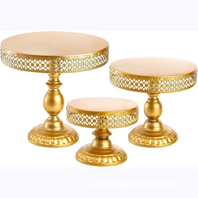 Amazon Three-Piece Wrought Iron Dessert Table Ornaments Display Stand Cake Tray Tea Snack Stand Cold Meal Tea Break Table