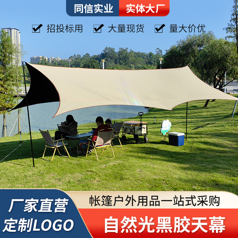 キャノピーテント屋外キャンプ完全遮光日焼け止めビニールキャノピー肥厚シルバービニールキャンプ日よけと防雨テント|undefined