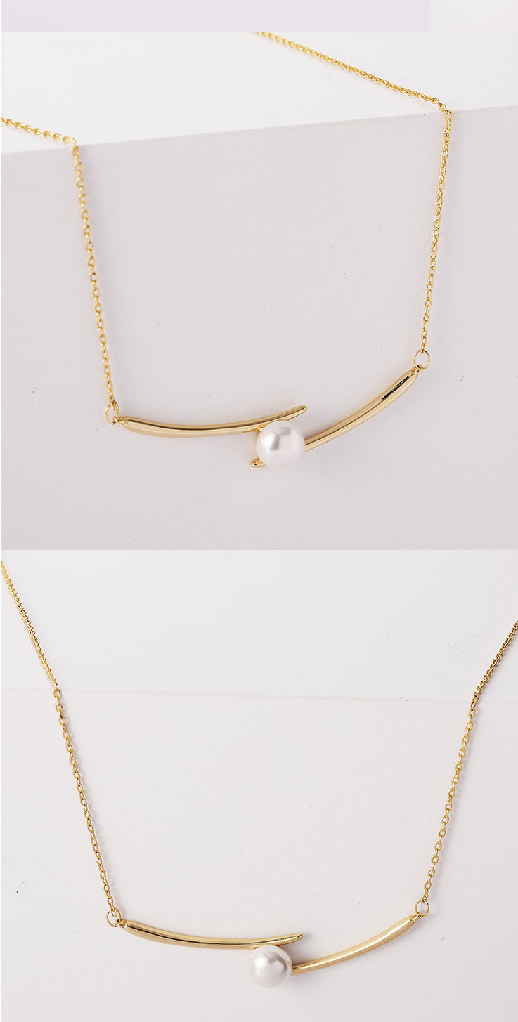 Fashion Solid Color Artificial Pearl Copper Necklace 1 Piece