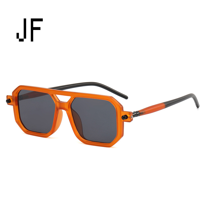 Retro Square Men's Sunglasses With Double Bridge Minimalist Style_voghion.com