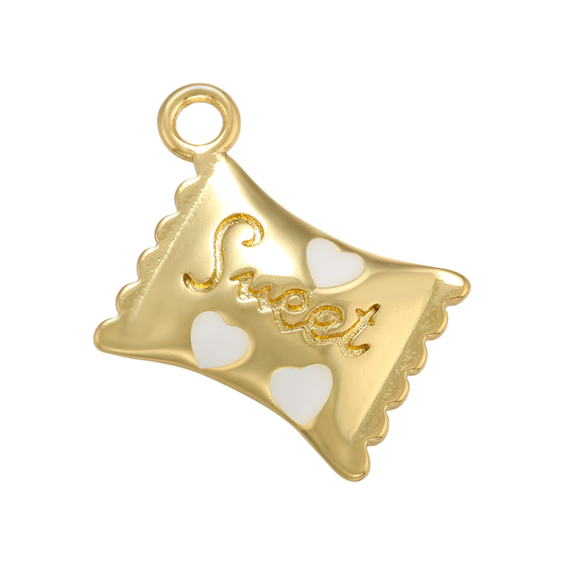 1 Piece Sweet Letter Heart Shape Candy Brass Enamel Pendant Jewelry Accessories display picture 8