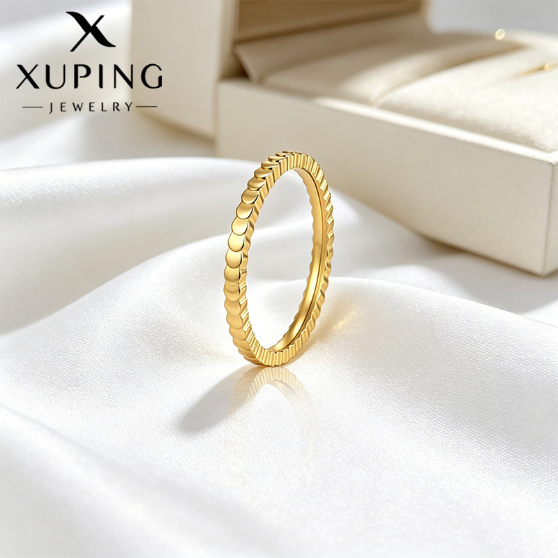 Xuping estilo simple anillo de acero inoxidable transfronterizo europeo y americano fácil de montar anillo de escala de pescado al por mayor image 8