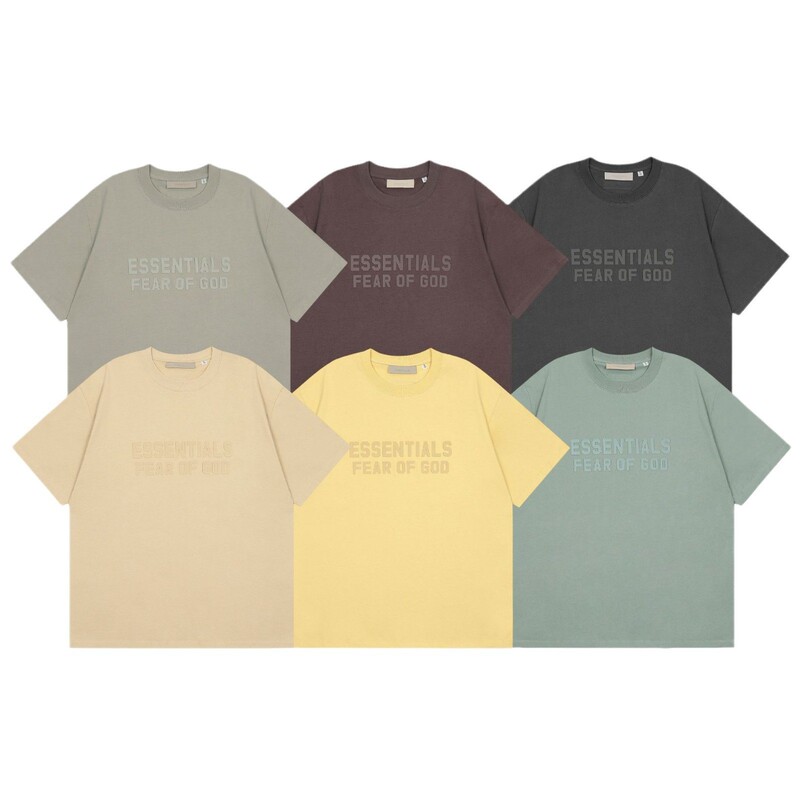 Correct version of FEAR OF GOD ESSENTIALS 3D silicone trendy youth campus collection short-sleeve shirt Correct version of FEAR OF GOD ESSENTIALS 3D silicone trendy youth campus collection short-sleeve shirt