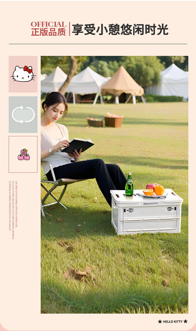 Sanrio Foldable Storage Box for Car, Girls' Outdoor Camping Large Capacity Organizer Trunk Storage Box Fx