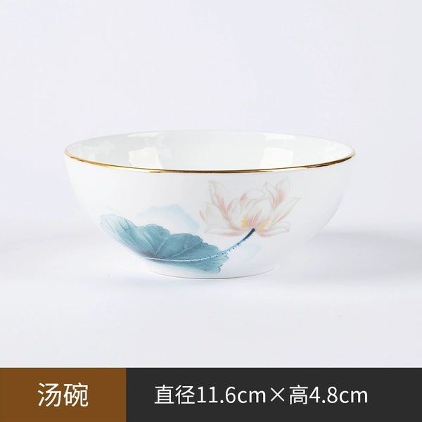 Rice bowl bone porcelain lotus