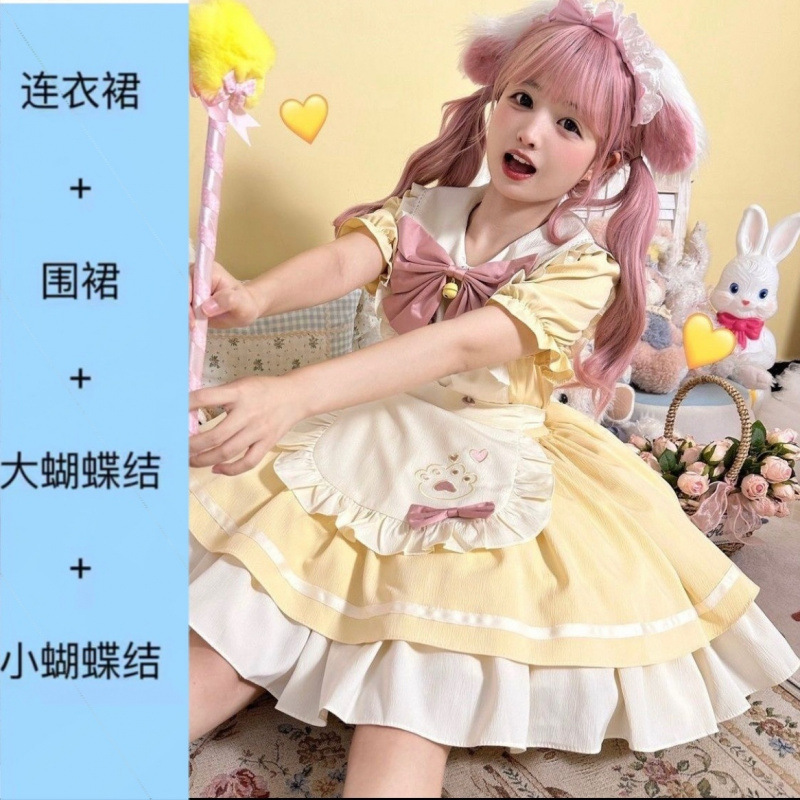 猫レストランかわいいopショートメイドロリータドレスエプロン日本ロリータ甘い女の子新しいスタイル|undefined