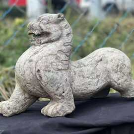 汉代走狮石雕摆件中式古朴风格寺庙园林狮子青石摆件镇宅雕像摆件