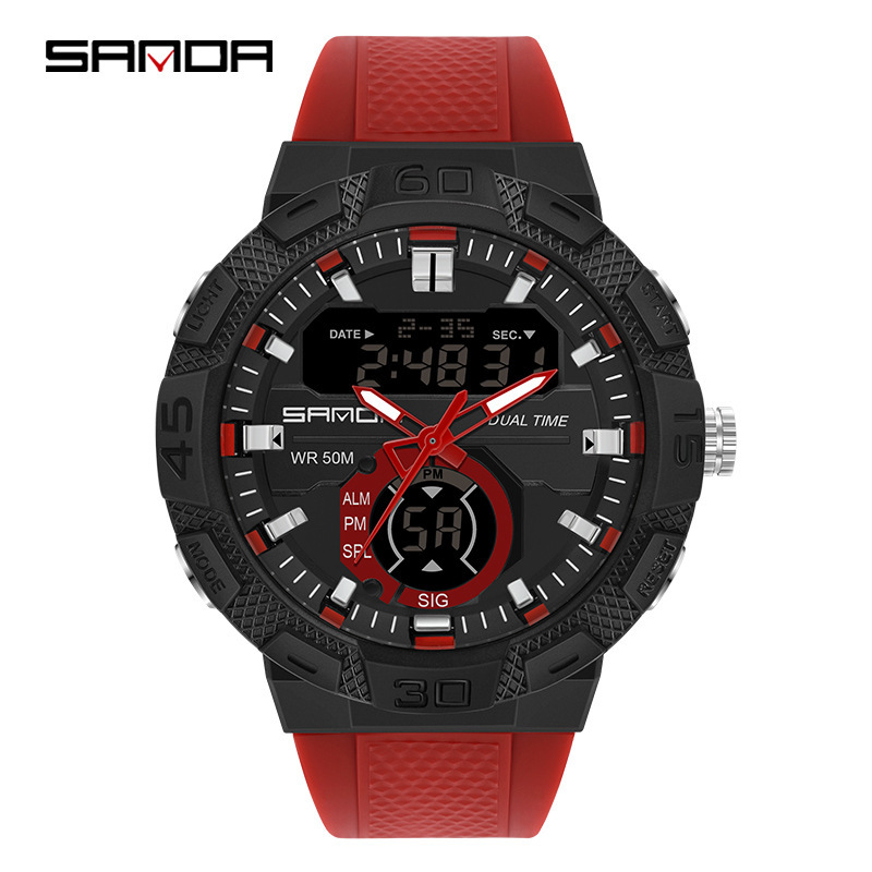 SANDA moda electrónica casual moda reloj fresco juventud hombres y mujeres reloj multifuncional 3087