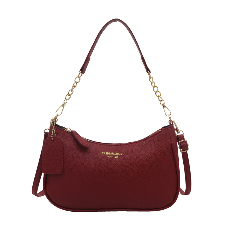 Bolsos debajo de las axilas para mujeres 2025, nueva moda de moda bolso de hombro textural damas primavera lichi patrón bolso de trabajo pequeño