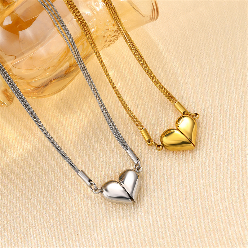 17g Weight Pendant Necklace Classification 1 Piece Quantity Holiday Occasion Stainless Steel, Titanium Steel Material Heart Shape Pattern Women's Gender Plating Design Cute, Sweet Style Heart Shape Stainless Steel Titanium Steel Cute Sweet Pendant Necklace 5