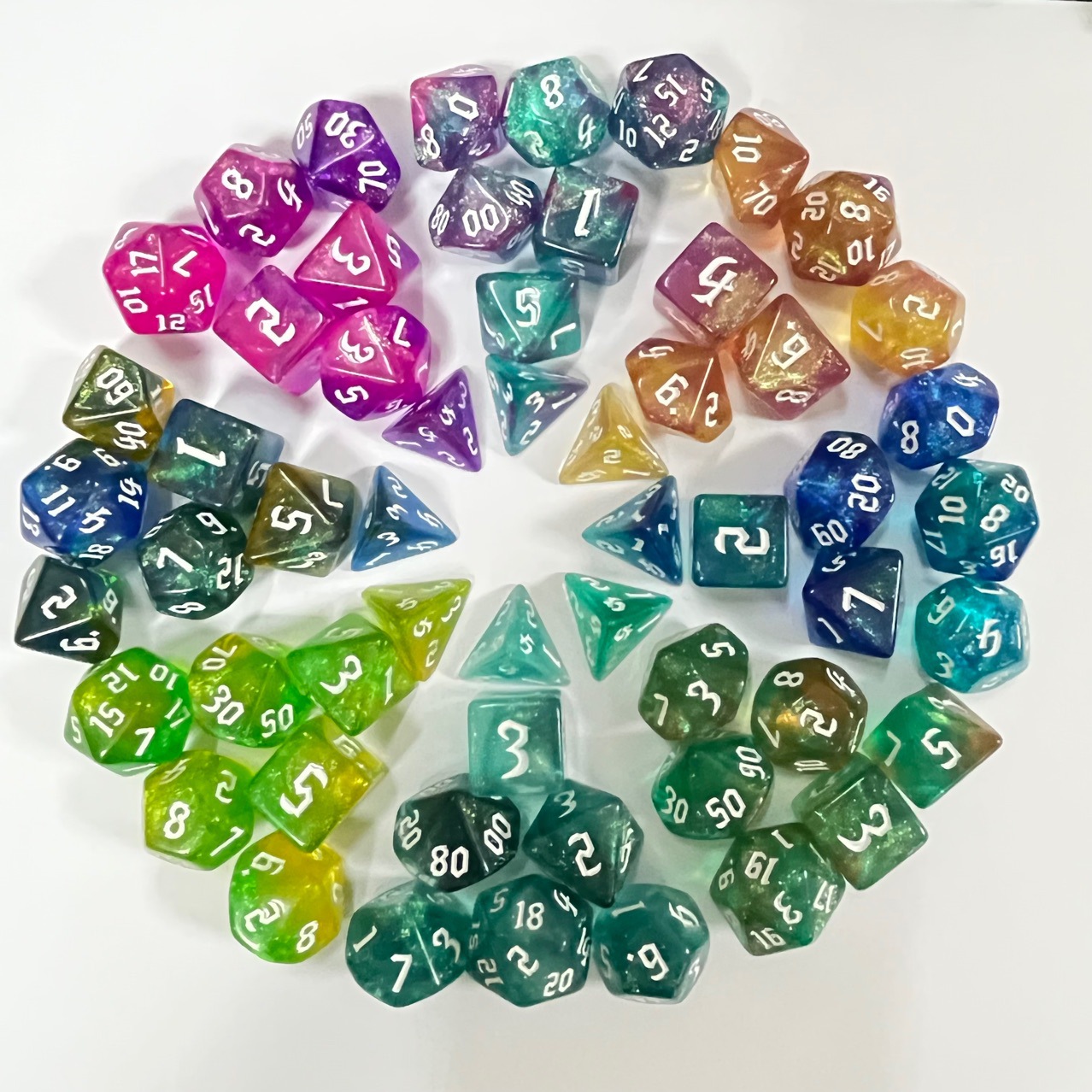 7 New Font Two-Color Chameleon Polyhedral Dice Digital DNDdice Game Run Group Chromo ebay Walmart