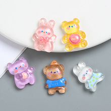 卡通半透明水晶动物奶油胶手机壳diy材料手工制作发饰品树脂配件