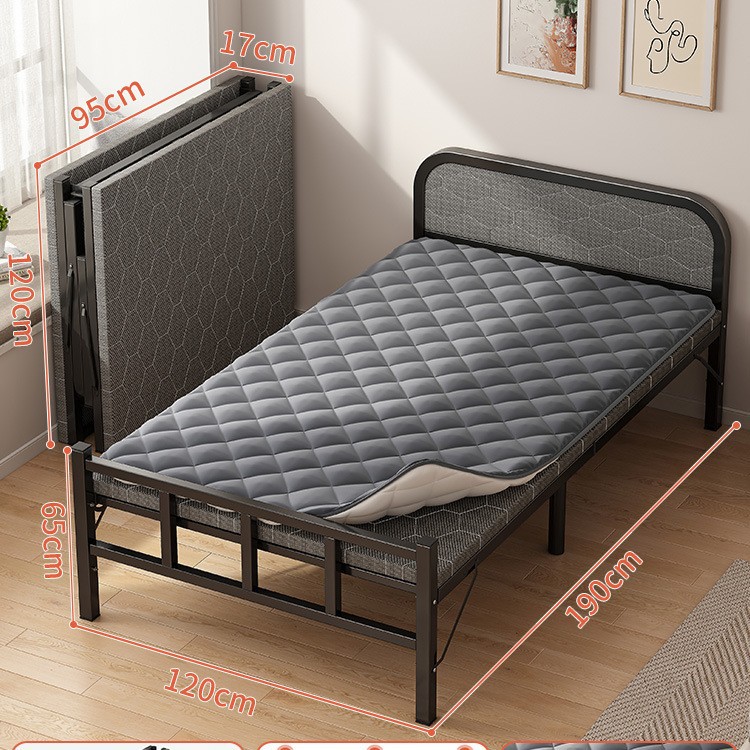 Cama plegable Cama supletoria multifuncional para el hogar individual Cama pequeña para el almuerzo de 1,2 m Cama de hierro dura para adultos