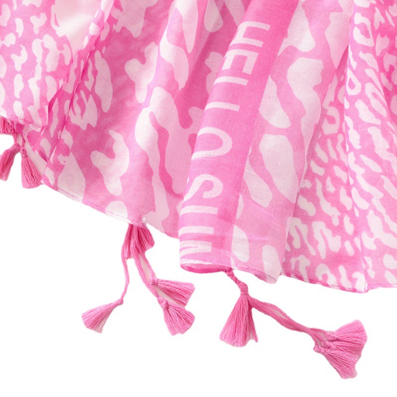 Primavera y verano nuevo lindo dulce letra impresa algodón y lino sensación bufanda desgaste exterior protector solar chal viaje toalla de playa para las mujeres