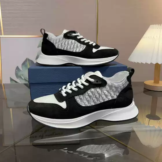 European Station B25 Trendy Alphabet Home Low-top Casual Men's Shoes Old Flower Embroidered Thick Bottom Lace-up Fashion sneaker