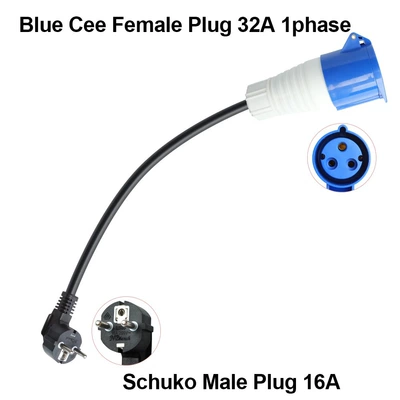 Electric Vehicle European Standard Plug to Cee Power Female Adapter 32A Single-Phase 7Kw Charger Charging Pile (Elektrikli avtomobil şarj cihazları) - european-standard-plug
