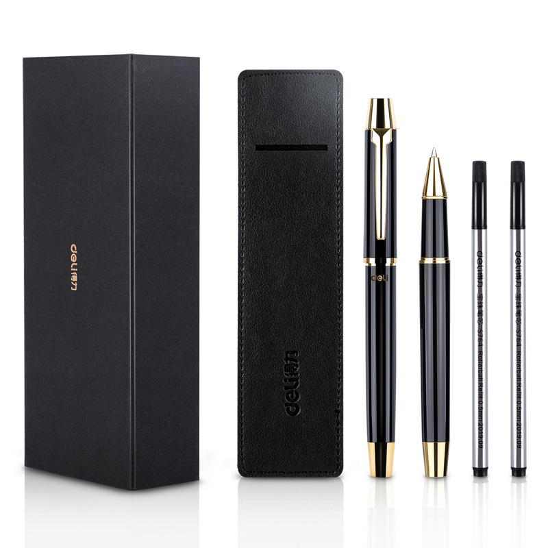 Deli S158 Orb Pen Signature Pen Metal Gel Pen Black Water Pen Business Gift