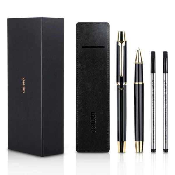 Deli S158 Orb Pen Signature Pen Metal Gel Pen Black Water Pen Business Gift