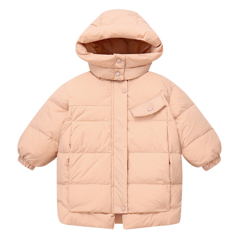 Invierno nuevos hombres y mujeres ropa de los niños engrosada caliente con capucha media longitud 90% pato blanco abajo chaqueta