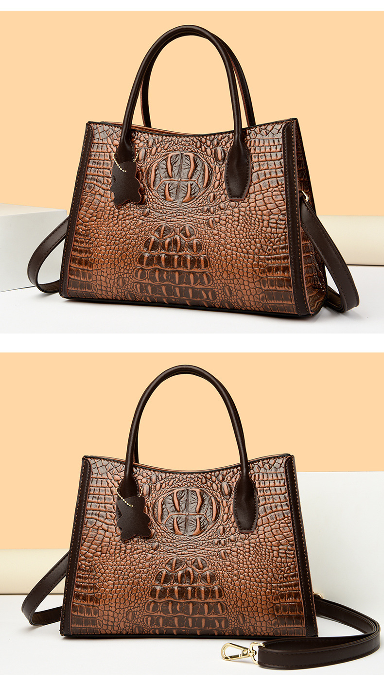 Elegant Women's Large Capacity Crocodile Pattern Handbag Tote_voghion.com