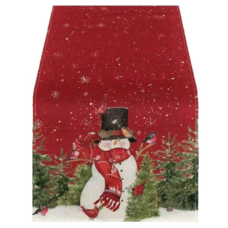 北欧クリスマスリビングルームテーブル装飾テーブルフラグファッションシンプルなヘラジカプリントリネン漫画クリスマステーブルフラグ卸売|undefined
