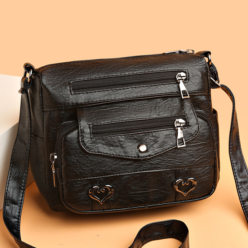 Comercio exterior crossbody nuevo bolso de hombro bolsa de textura de cuero suave moda de las mujeres europeas y americanas retro multi-Bolsillo de gran capacidad bolso de las mujeres