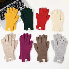 含羊毛秋冬季新款女針織毛線手套防寒學生保暖加厚護腕分指手套