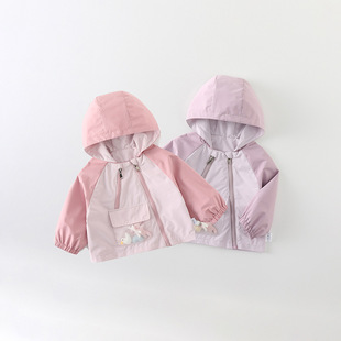 2025 Spring New Baby's Charge Clothes Spring Coat Baby Girl's Clothes Infant Hooded Casual Windbreaker