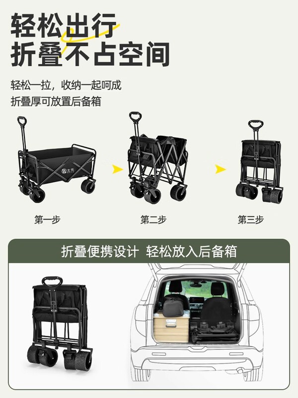露营车推车户外可折叠手推车野营野餐拖车家用便携快递小拉车摆摊|undefined